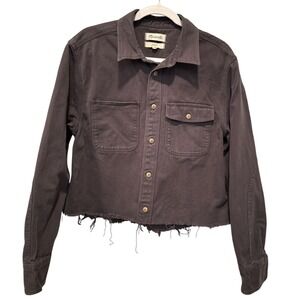 Madewell Easy Fit Denim Jacket Washed Black Thrashed Size Small Oversized Grunge